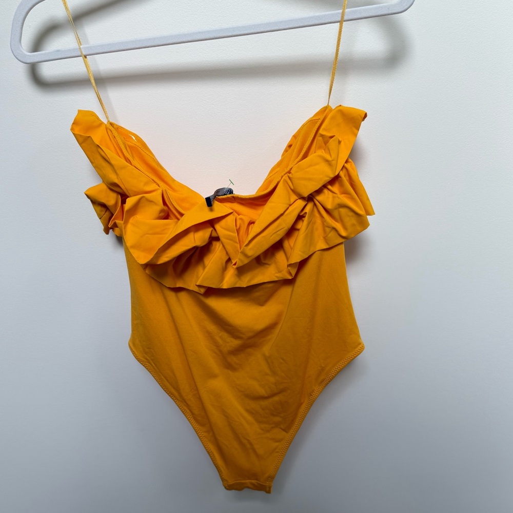 Zara Yellow Ruffled One Piece Swimsuit
